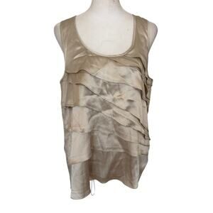 Theory Champagne Classic Ruffled Silk Tank Top Womens Size Medium